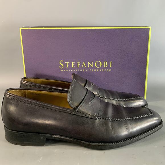 STEFANOBI Size 9.5 Black Leather Penny Loafer Loafers main image 6